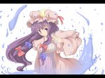  crescent hair_ribbon hat katanakko_daisuki letterboxed md5_mismatch patchouli_knowledge purple_eyes purple_hair ribbon solo touhou 