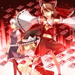  bad_id bad_pixiv_id blonde_hair brown_eyes brown_hair detached_sleeves hakurei_reimu izayoi_sakuya jingiruu kirisame_marisa maid multiple_girls red_eyes silver_hair touhou yellow_eyes 