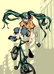  bad_id bad_pixiv_id bicycle digital_media_player ground_vehicle hatsune_miku headphones highres hood hoodie ipod long_hair one_eye_closed shoes smile sneakers solo twintails very_long_hair vocaloid 