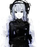  bad_id bad_pixiv_id blue_eyes blue_hair headphones highres original pale_skin sketch solo un-known_(ninesix) white_hair 