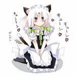  animal_ears bad_id bad_pixiv_id blue_eyes blush braid cat_ears izayoi_sakuya kemonomimi_mode maid maid_headdress matsushita_yuu ribbon seiza short_hair sitting solo tail tail_wagging touhou twin_braids white_hair 