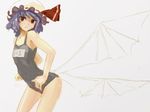  bad_id bad_pixiv_id bare_shoulders bat_wings blue_hair flat_chest hat highres kai_(kai_013) low_wings one-piece_swimsuit red_eyes remilia_scarlet school_swimsuit short_hair sketch solo swimsuit touhou wings 