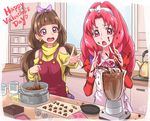  :o akagi_towa amanogawa_kirara apron bow brown_hair chocokin chocolate chocolate_making chocolate_mold chocolate_on_face earrings food food_on_face go!_princess_precure hair_bow hairband happy_valentine jewelry kettle kitchen long_hair mixing_bowl multiple_girls precure purple_bow purple_eyes purple_hairband red_eyes red_hair red_shirt shirt star star_earrings surprised twintails valentine whisk yellow_shirt 
