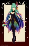  aqua_hair artist_request bare_shoulders blue_hair boots bravely_default:_flying_fairy breasts dress gauntlets gradient_hair hair_bun hair_ornament long_hair mephilia_venus multicolored_hair pantyhose parted_lips pauldrons purple_hair red_eyes smile solo staff thigh_boots very_long_hair 