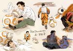  helmet matsuri6373 pilot_suit poe_dameron rebel_alliance rebel_pilot repairing robot sleeping smile space_craft star_wars star_wars:_the_force_awakens starfighter t-70_x-wing thumbs_up walking x-wing 