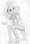  animal_ears big_hair breast_press breasts buckle cat_ears cat_girl cat_tail crossed_arms dress elbow_gloves felicia formal gloves greyscale high_heels highres houruri large_breasts leaning_forward legs lipstick long_hair makeup midnight_bliss monochrome oldschool scan sitting solo tail vampire_(game) wavy_hair 