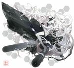  absurdly_long_hair dress kantai_collection long_hair looking_at_viewer machinery nine_(liuyuhao1992) revision riding shinkaisei-kan short_dress solo submarine_hime thighhighs torpedo very_long_hair white_dress white_eyes white_hair white_legwear white_skin zettai_ryouiki 