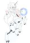  1girl breasts buti-yu centaur kirin monster_girl monster_hunter personification simple_background solo 