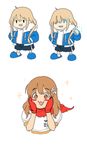  brown_hair character_pin cosplay cterminus futaba_anzu gloves glowing glowing_eye hood hoodie idolmaster idolmaster_cinderella_girls long_hair moroboshi_kirari papyrus_(undertale) papyrus_(undertale)_(cosplay) red_gloves sans sans_(cosplay) short_twintails slippers sparkling_eyes twintails undertale 