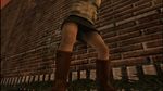  1girl 3d boots female hack heather_mason miniskirt outdoors short_hair silent_hill silent_hill_3 skirt solo upskirt vest wall 