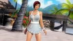  1girl apron beach breasts dead_or_alive dead_or_alive_5 dyed_hair large_breasts mila_(doa) official_art red_hair short_hair 