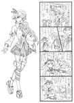 4girls 4koma @_@ alcohol bbb_(friskuser) between_breasts bottle breasts comic commentary_request cup detached_sleeves drinking drinking_glass drunk flat_cap fubuki_(kantai_collection) garter_straps greyscale hat hat_pin heart hibiki_(kantai_collection) highres kantai_collection large_breasts liquor littorio_(kantai_collection) long_hair miniskirt monochrome multiple_girls necktie necktie_between_breasts plate pleated_skirt pouring revision ringlets school_uniform shikinami_(kantai_collection) shot_glass side_ponytail sideways_hat sitting skirt spoken_exclamation_mark spoken_heart striped striped_legwear thighhighs tokkuri translated tumbler waving wavy_hair wine_bottle zettai_ryouiki 