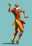  1boy alternate_costume blue_background capcom dhalsim full_body official_art simple_background solo street_fighter street_fighter_v 