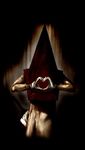  arok318 blood gloves great_knife hat heart heart_hands helmet knife male_focus pyramid_head silent_hill_2 solo source_request sword weapon 
