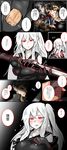  admiral_(kantai_collection) aircraft_carrier_oni bare_shoulders black_dress black_hair blood blood_on_face bloody_clothes breasts brown_eyes brown_gloves brown_hair comic commentary_request crying crying_with_eyes_open dress gauntlets giving gloves glowing glowing_eyes hair_between_eyes highres kaga_(kantai_collection) kantai_collection large_breasts long_hair one_side_up open_mouth pale_skin partly_fingerless_gloves red_eyes ryuun_(stiil) sailor_dress shinkaisei-kan short_hair side_ponytail single_glove sword tears translation_request veins weapon white_hair white_skin 
