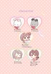  :o blush bow bowtie brown_hair cake character_profile closed_eyes collar comic cream food multiple_girls one_side_up original parted_lips red_bow red_neckwear saku_usako_(rabbit) short_hair stuffed_animal stuffed_bunny stuffed_toy sweater tears translated upper_body 