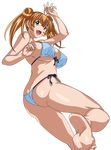  1girl ass bare_shoulders bikini blonde_hair blue_eyes breasts butt_crack dimples_of_venus erect_nipples fang ikkitousen large_breasts long_hair looking_at_viewer open_mouth smile solo sonsaku_hakufu swimsuit tagme twintails underboob 