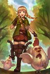  :d bad_id bad_pixiv_id belt bike_shorts bird blonde_hair blue_eyes blush boots bow_(weapon) braid brown_footwear brown_gloves capelet chicken choker compass crossbow cucco gloves green_capelet hood jewelry linkle long_hair okakan open_mouth outdoors pointy_ears shorts shorts_under_skirt smile teeth the_legend_of_zelda thigh_boots thighhighs tree twin_braids weapon zelda_musou 