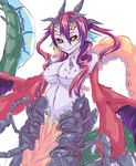  black_sclera breasts dunceneygak extra_ears extra_eyes extra_legs horns insect_girl large_breasts monster_girl nipples red_hair tail yellow_eyes 