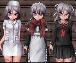  1girl apron dorei_to_no_seikatsu_~teaching_feeling~ glasses indoors looking_at_viewer maid nurse ray-k scar school_uniform smile sylvie_(dorei_to_no_seikatsu) 