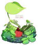  1girl bug grass highres hollow_knight hornet_(hollow_knight) horns insect_girl konghi98 leaf plant sitting weapon 