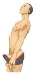  1boy abs bulge haikyuu!! male_focus muscle penis sdkay solo tagme tanaka_ryuunosuke topless underwear undressing wince 