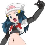  1girl blue_eyes blue_hair hainchu hikari_(pokemon) looking_at_viewer navel nintendo pokemon solo team_rocket_(cosplay) 