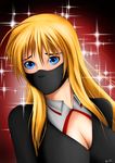  1girl bdsm blonde_hair blue_eyes breasts busty ninja school_uniform 