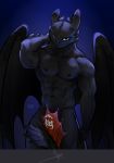  anthro bgn convenient_censorship dragon green_eyes how_to_train_your_dragon looking_at_viewer male muscular muscular_male navel night_fury nipples nude scalie smile smirk solo toothless 