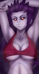  dante_redstone gengar midriff personification piercing pokemon purple_hair red_eyes smile 