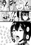  beans bifidus blush comic commentary greyscale hair_between_eyes hyuuga_(kantai_collection) kantai_collection long_hair mamemaki monochrome multiple_girls open_mouth ribbon-trimmed_sleeves ribbon_trim school_uniform serafuku setsubun shinkaisei-kan short_hair smoke ta-class_battleship tongue tongue_out too_literal translated undershirt 