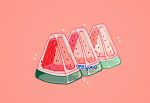  artist_name food fruit meyoco no_humans original pink_background seed simple_background sparkle transparent watermelon watermelon_seeds 
