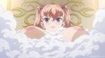  1girl areolae bathing bathtub blush breasts bubbles charlotte_scherzen inverted_nipples large_breasts nipples pink_hair smile soap solo valkyrie_drive valkyrie_drive_-mermaid- water wet 