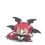  &gt;_&lt; 1girl animated animated_gif daniel_renard dress koakuma long_hair red_hair sharp_teeth succubus tail teeth touhou wings 