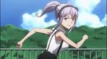  1girl animated animated_gif bouncing_breasts breasts dagashi_kashi large_breasts nail_polish purple_hair running shidare_hotaru tagme 