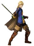  1boy 3d androgynous blonde_hair cape dissidia_final_fantasy final_fantasy final_fantasy_tactics official_art ponytail ramza_beoulve rapier solo square_enix sword 