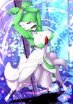  bdsm bondage bound bound_legs bound_wrists breasts furry gagged gardevoir green_hair nintendo pokemon pokemon_(game) ring_gag solo stormfeder 