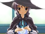  1girl brown_eyes crystal_ball grey_hair hat miyanose_you nagato_yuki school_uniform serafuku short_hair suzumiya_haruhi_no_shoushitsu suzumiya_haruhi_no_tsuisou suzumiya_haruhi_no_yuuutsu witch_hat 