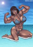  1girl abs biceps bikini breasts elee0228 female flexing korra large_breasts looking_at_viewer muscle pose short_hair skyraptor solo swimsuit the_legend_of_korra thong 