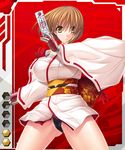  aikawa_arisa breasts brown_hair character_request female imaru_kei large_breasts short_hair taimanin_asagi taimanin_asagi_battle_arena talisman 