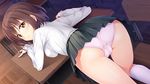  akabei_soft amakusa_tobari artist_request ass bent_over blush brown_hair character_request game_cg kneehighs looking_back omokage_~ecchi_na_happening!?_nandemo_dontokoi!~ panties school_uniform short_hair skirt source_request underwear yellow_eyes 