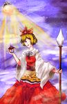  blonde_hair female juriesute lantern polearm spear toramaru_shou touhou weapon wink 