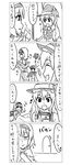 4koma alice_margatroid bed book comic door greyscale hat jeno kirisame_marisa long_hair monochrome multiple_girls sketch touhou translated undressing witch witch_hat 