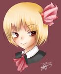  blonde_hair female juriesute lowres red_eyes red_ribbon ribbon rumia simple_background smile the_embodiment_of_scarlet_devil touhou youkai 