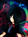  black_hair female hair_over_one_eye houjuu_nue juriesute purple_eyes red_ribbon ribbon touhou ufo violet_eyes 