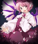  animal_ears earrings hat jewelry machiko_(beard) mystia_lorelei open_mouth pink_hair purple_eyes short_hair solo touhou wings 