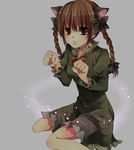  bad_id bad_pixiv_id braid highres kaenbyou_rin paw_pose sitting solo touhou tsukioka_tsukiho wariza 