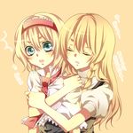  alice_margatroid bad_id bad_pixiv_id blonde_hair blue_eyes closed_eyes hairband hug hug_from_behind kirisame_marisa long_hair multiple_girls touhou tsukioka_tsukiho 