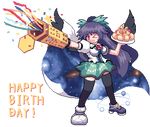 asymmetrical_clothes birthday confetti full_body happy_birthday kyako_youkan lowres mismatched_footwear pixel_art reiuji_utsuho solo thighhighs touhou transparent_background 