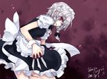  bad_id bad_pixiv_id braid hairband izayoi_sakuya knife maid red_eyes short_hair silver_hair solo touhou twin_braids yatosaki_haru 